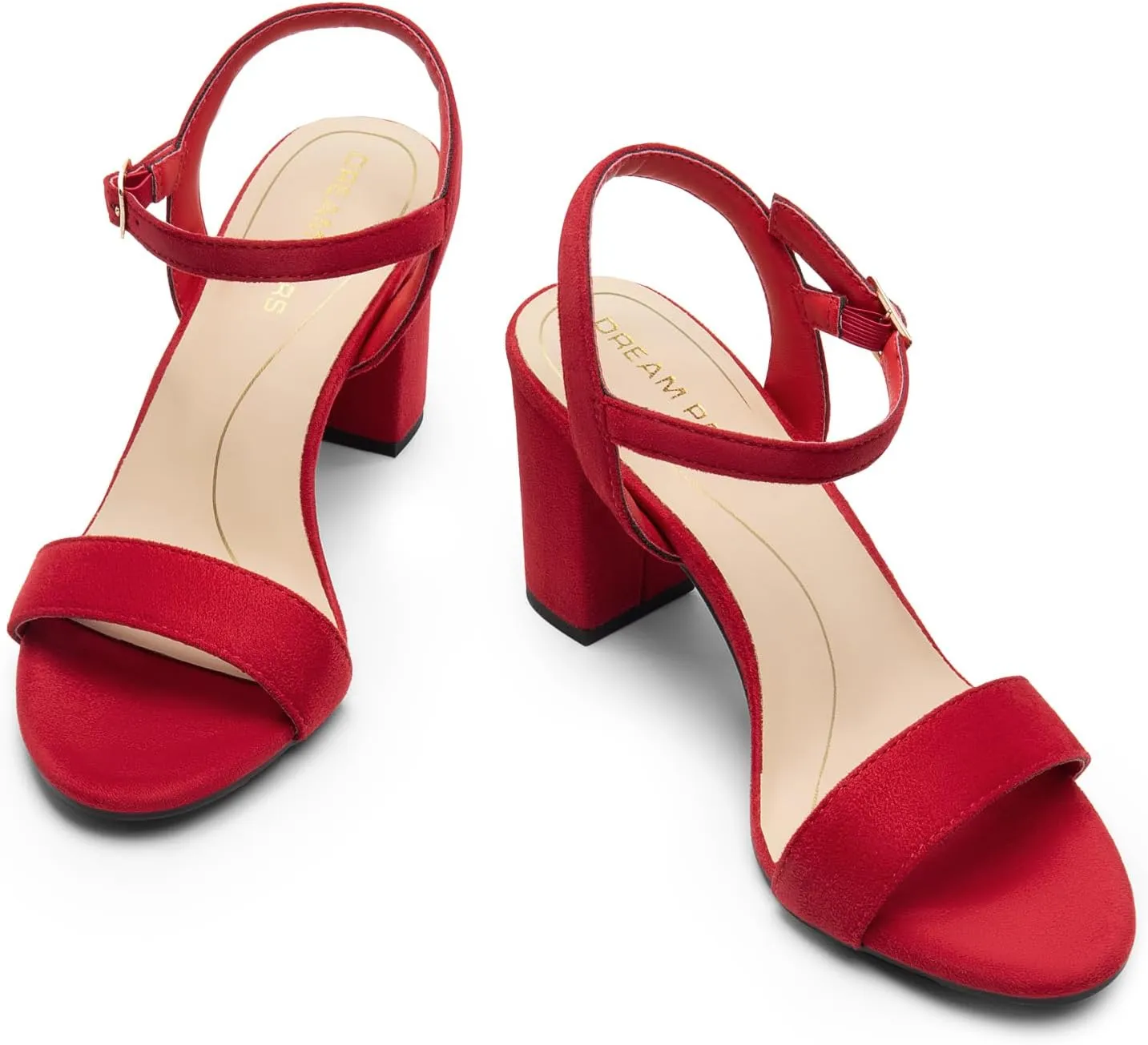 DREAM PAIRS Women's Chunky Heels Block Round Open Toe Ankle Strap Heel Fashion Wedding Party Comfort Dress Sandals Shoes