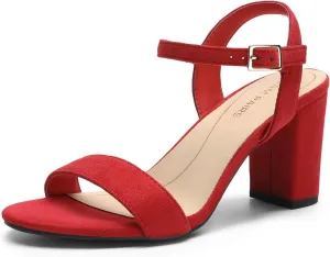 DREAM PAIRS Women's Chunky Heels Block Round Open Toe Ankle Strap Heel Fashion Wedding Party Comfort Dress Sandals Shoes