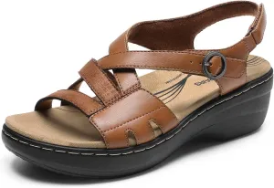 DREAM PAIRS Women's Comfortable Arch Support Wedge Sandals Open Toe Summer Walking Shoe