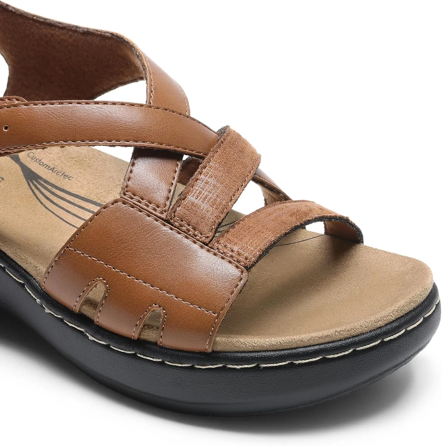 DREAM PAIRS Women's Comfortable Arch Support Wedge Sandals Open Toe Summer Walking Shoe