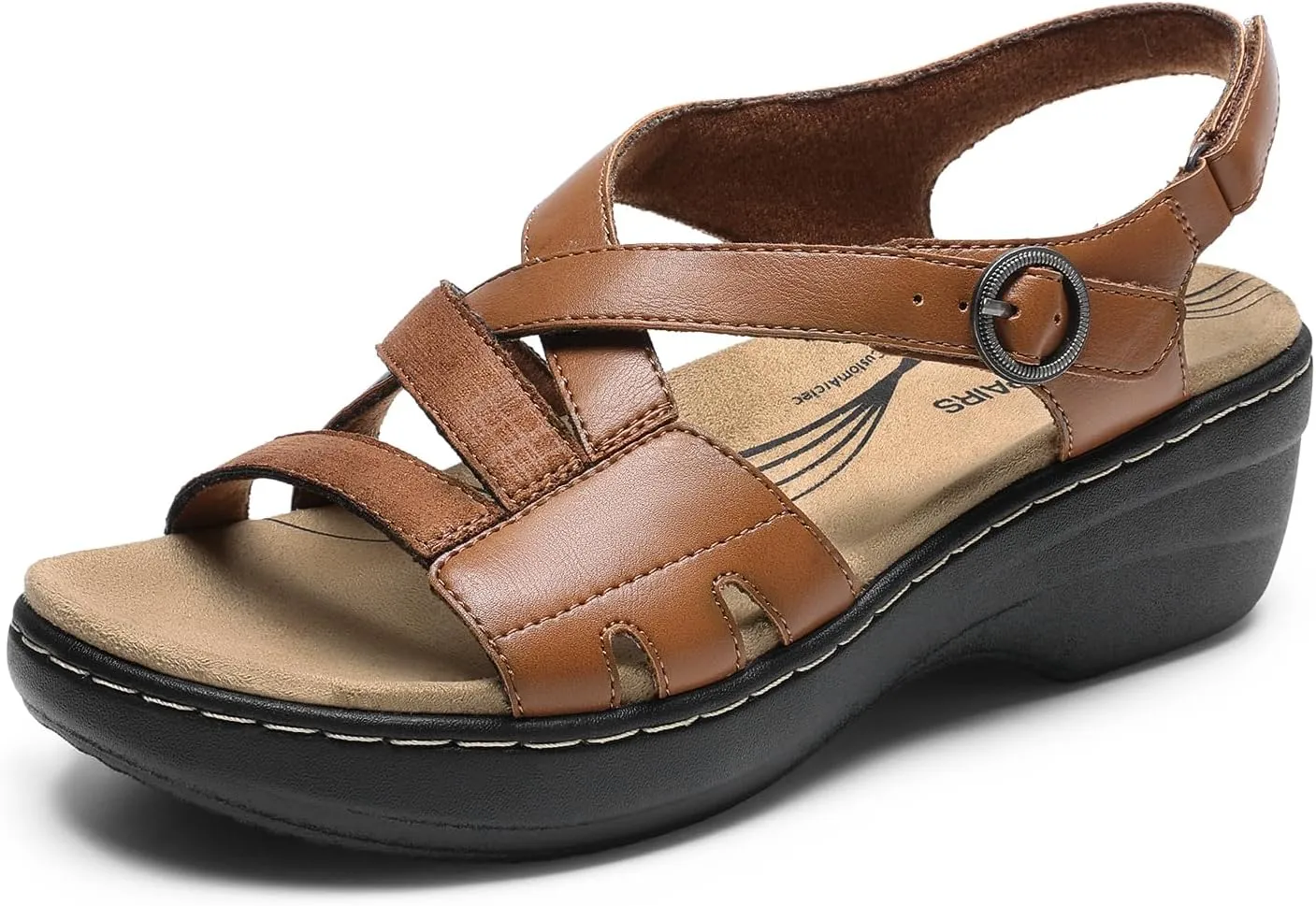 DREAM PAIRS Women's Comfortable Arch Support Wedge Sandals Open Toe Summer Walking Shoe