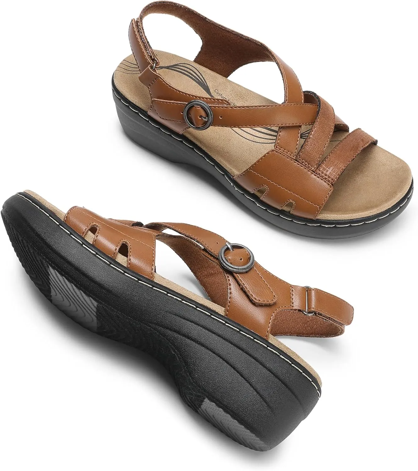 DREAM PAIRS Women's Comfortable Arch Support Wedge Sandals Open Toe Summer Walking Shoe
