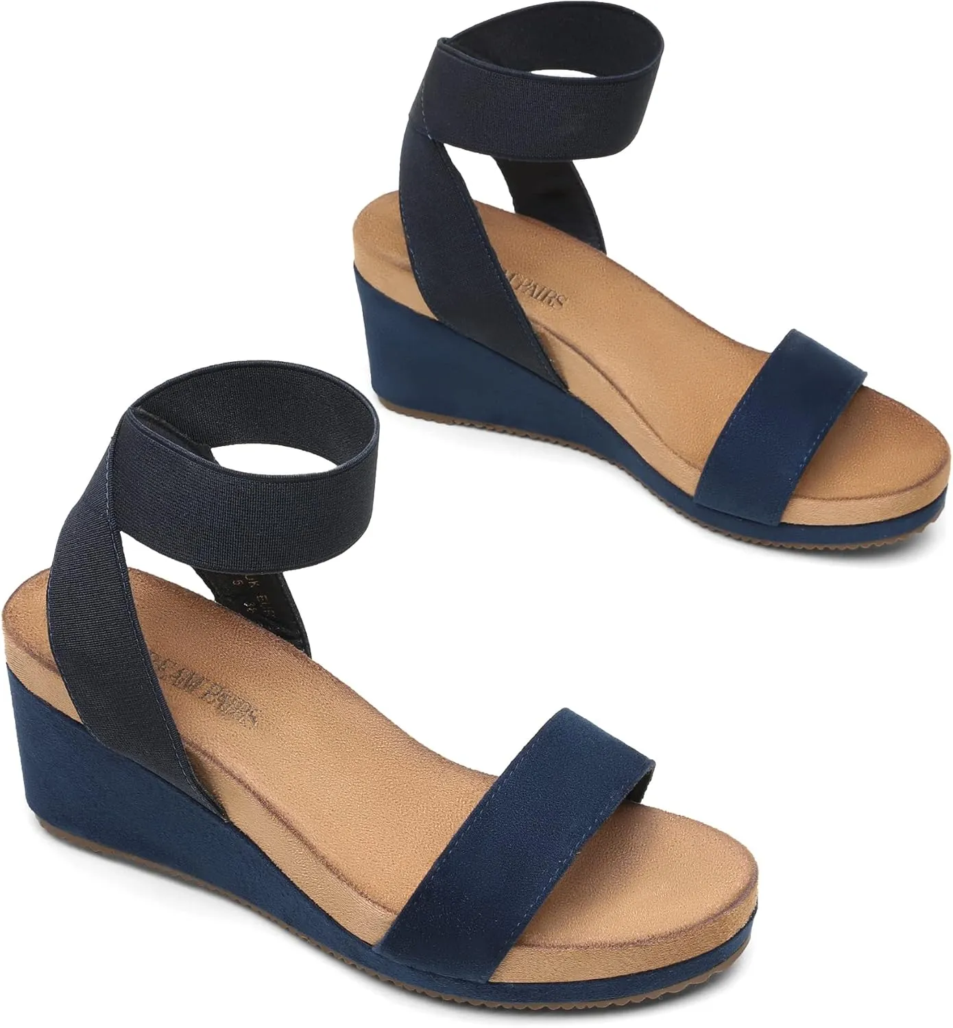 DREAM PAIRS Womens Elastic Ankle Strap Open Toe Platform Wedge Sandals Comfortable Summer Shoes