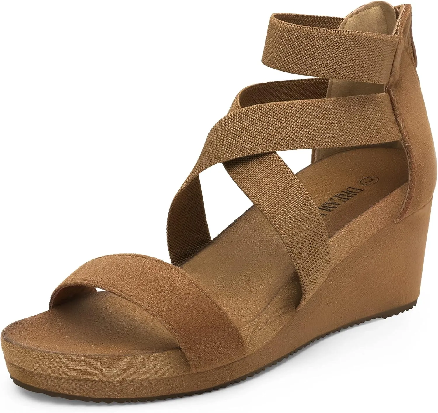 DREAM PAIRS Womens Elastic Ankle Strap Open Toe Platform Wedge Sandals Comfortable Summer Shoes