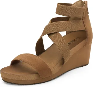 DREAM PAIRS Womens Elastic Ankle Strap Open Toe Platform Wedge Sandals Comfortable Summer Shoes