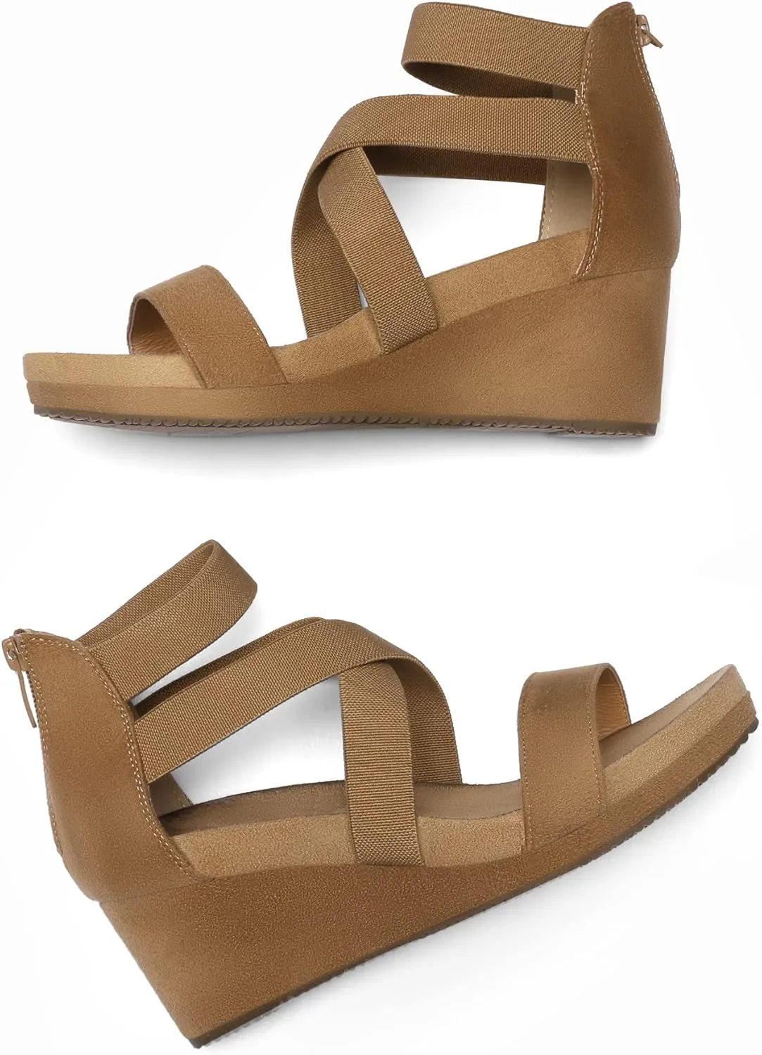 DREAM PAIRS Womens Elastic Ankle Strap Open Toe Platform Wedge Sandals Comfortable Summer Shoes