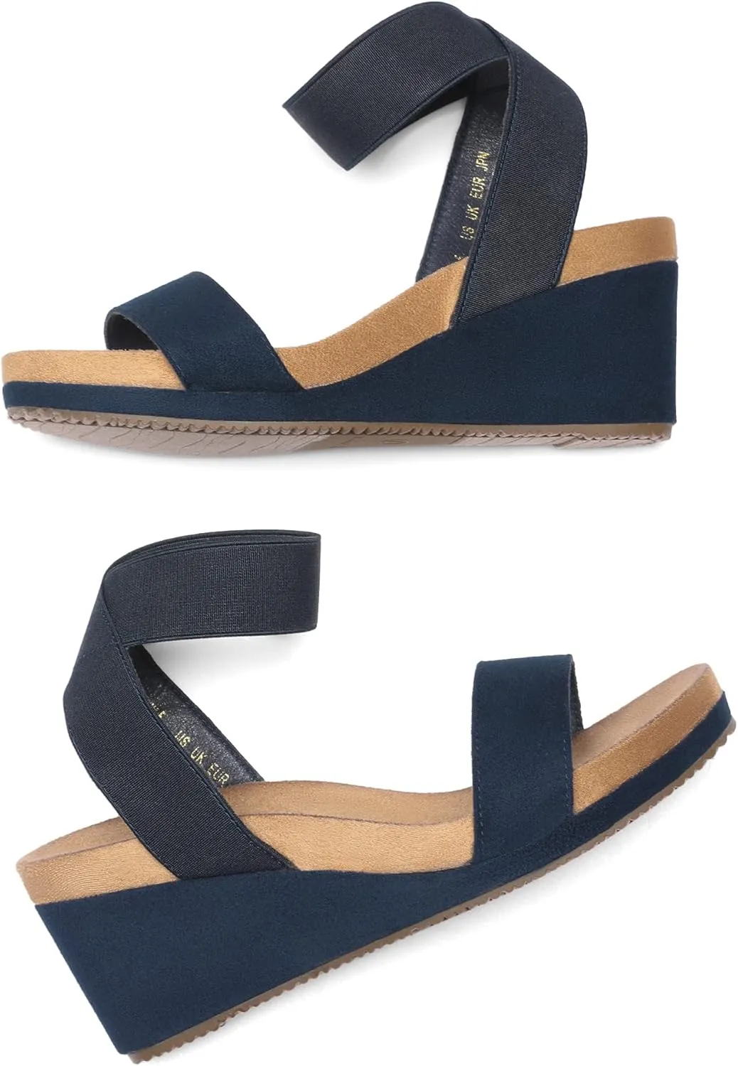DREAM PAIRS Womens Elastic Ankle Strap Open Toe Platform Wedge Sandals Comfortable Summer Shoes