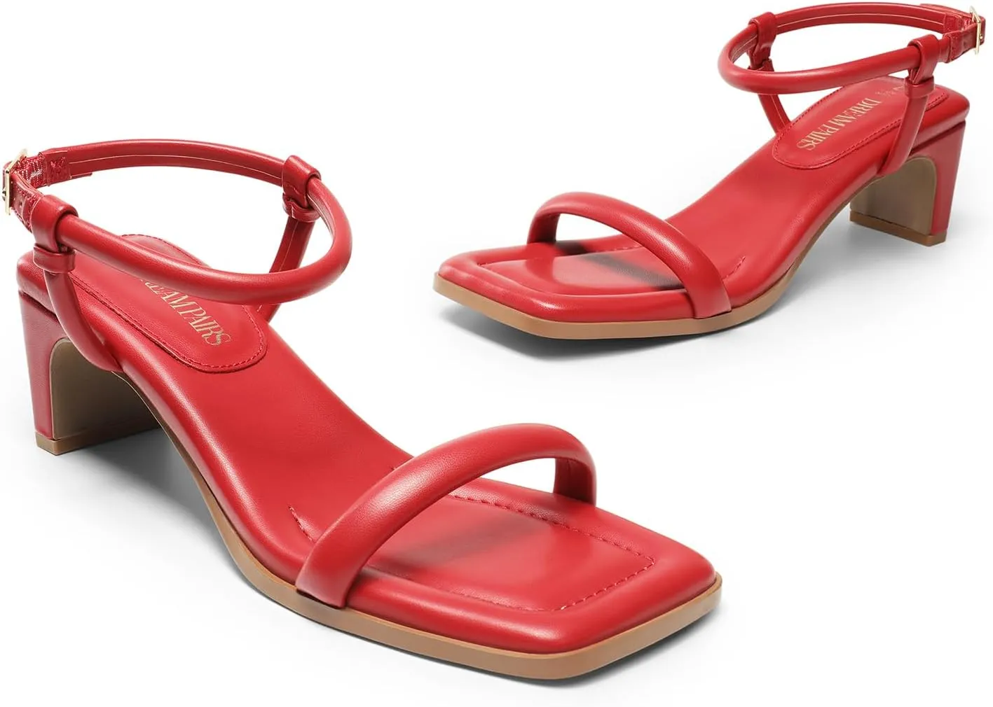 DREAM PAIRS Womens Heels Open Toe Ankle Strap Square Cute Wedding Party Sandal Comfort Dress Shoes