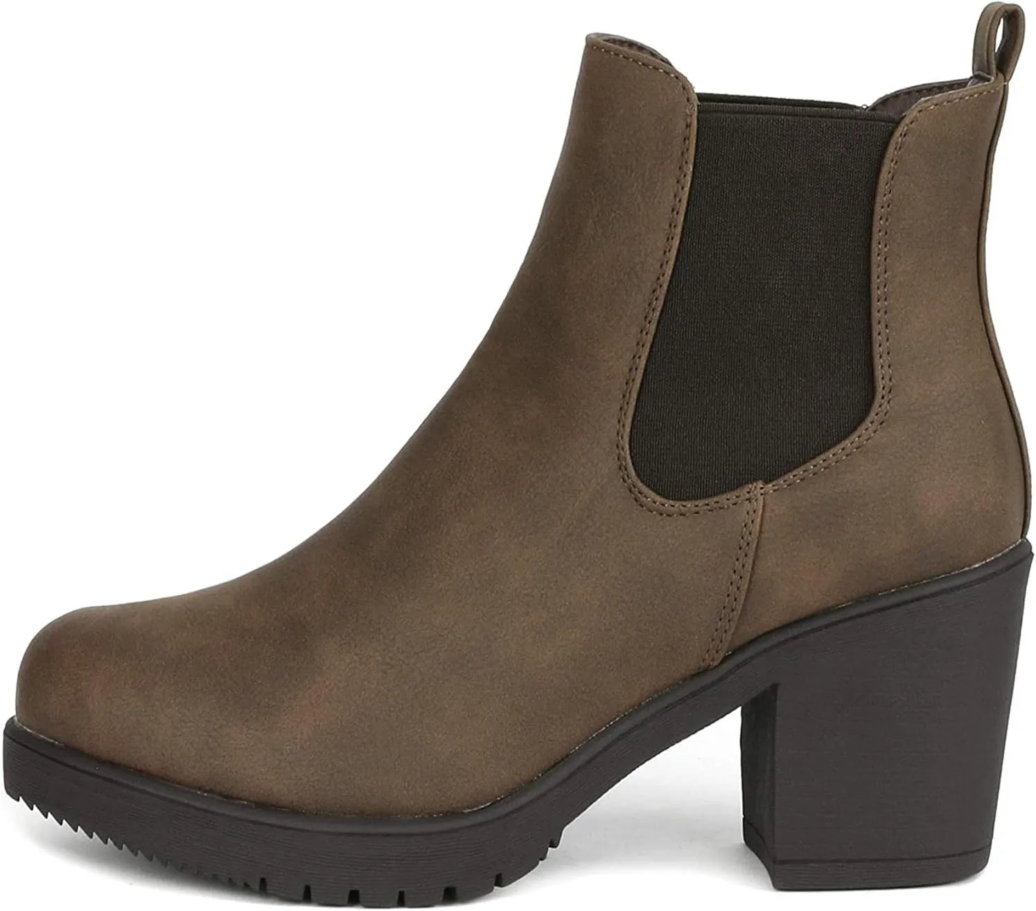 DREAM PAIRS Women's High Chunky Heel Chelsea Ankle Boots Slip On Elastic Fall Heeld Booties Shoes