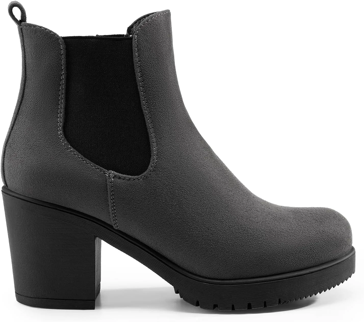 DREAM PAIRS Women's High Chunky Heel Chelsea Ankle Boots Slip On Elastic Fall Heeld Booties Shoes