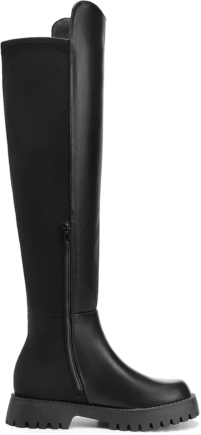 DREAM PAIRS Women's Knee High Boots, Platform Chunky Heel Thigh High Fashion Over The Knee Boots, SDOB2407W