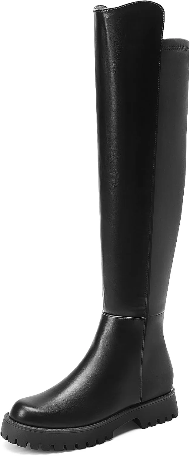 DREAM PAIRS Women's Knee High Boots, Platform Chunky Heel Thigh High Fashion Over The Knee Boots, SDOB2407W