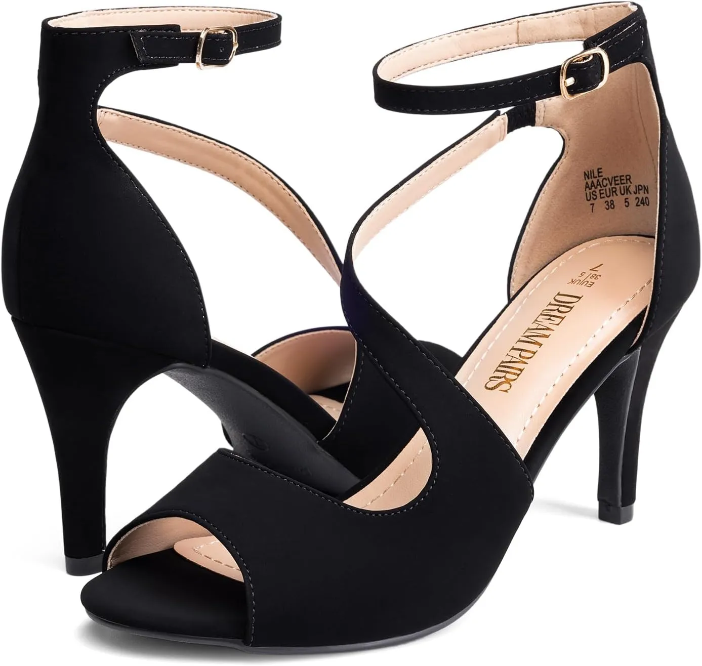DREAM PAIRS Women's NILE Fashion Stilettos Open Toe Pump Heel Sandals
