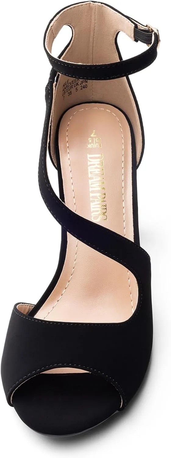 DREAM PAIRS Women's NILE Fashion Stilettos Open Toe Pump Heel Sandals