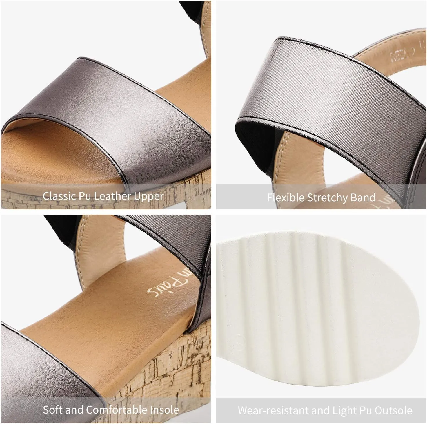 DREAM PAIRS Women's Open Toe Ankle Strap Casual Flatform Platform Wedges Sandals