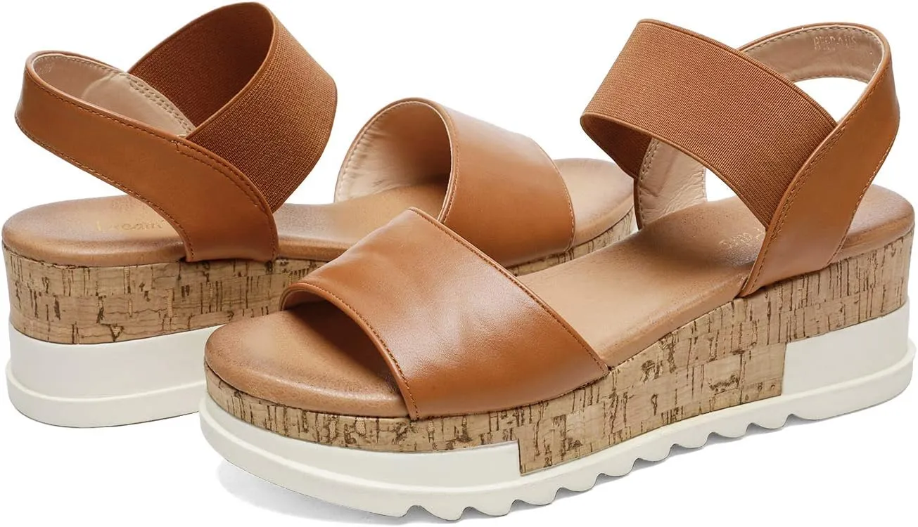 DREAM PAIRS Women's Open Toe Ankle Strap Casual Flatform Platform Wedges Sandals