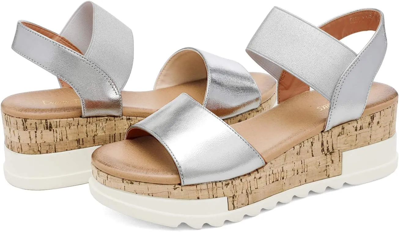 DREAM PAIRS Women's Open Toe Ankle Strap Casual Flatform Platform Wedges Sandals