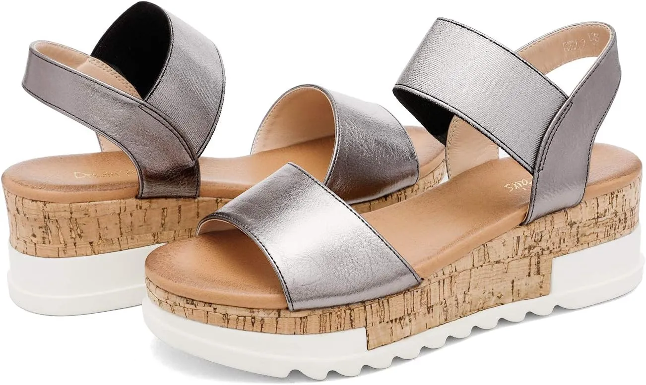 DREAM PAIRS Women's Open Toe Ankle Strap Casual Flatform Platform Wedges Sandals