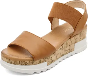 DREAM PAIRS Women's Open Toe Ankle Strap Casual Flatform Platform Wedges Sandals
