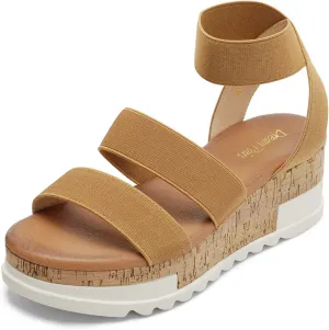 DREAM PAIRS Women's Open Toe Ankle Strap Casual Flatform Platform Wedges Sandals