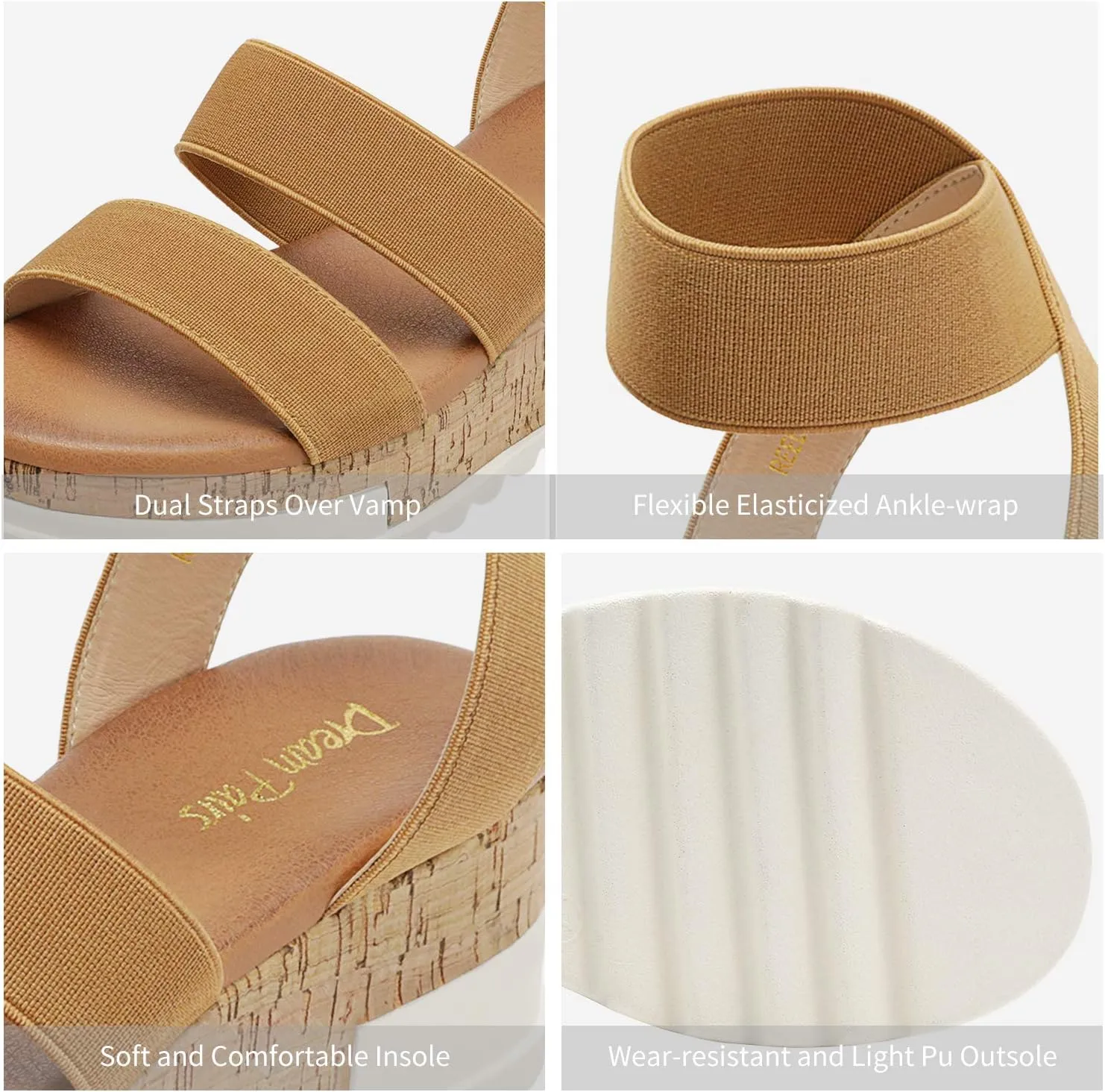 DREAM PAIRS Women's Open Toe Ankle Strap Casual Flatform Platform Wedges Sandals