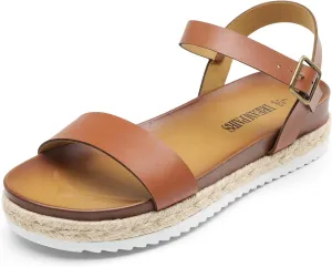 DREAM PAIRS Women’s Open Toe Ankle Strap Espadrille Casual Flatform Platform Wedge Sandals