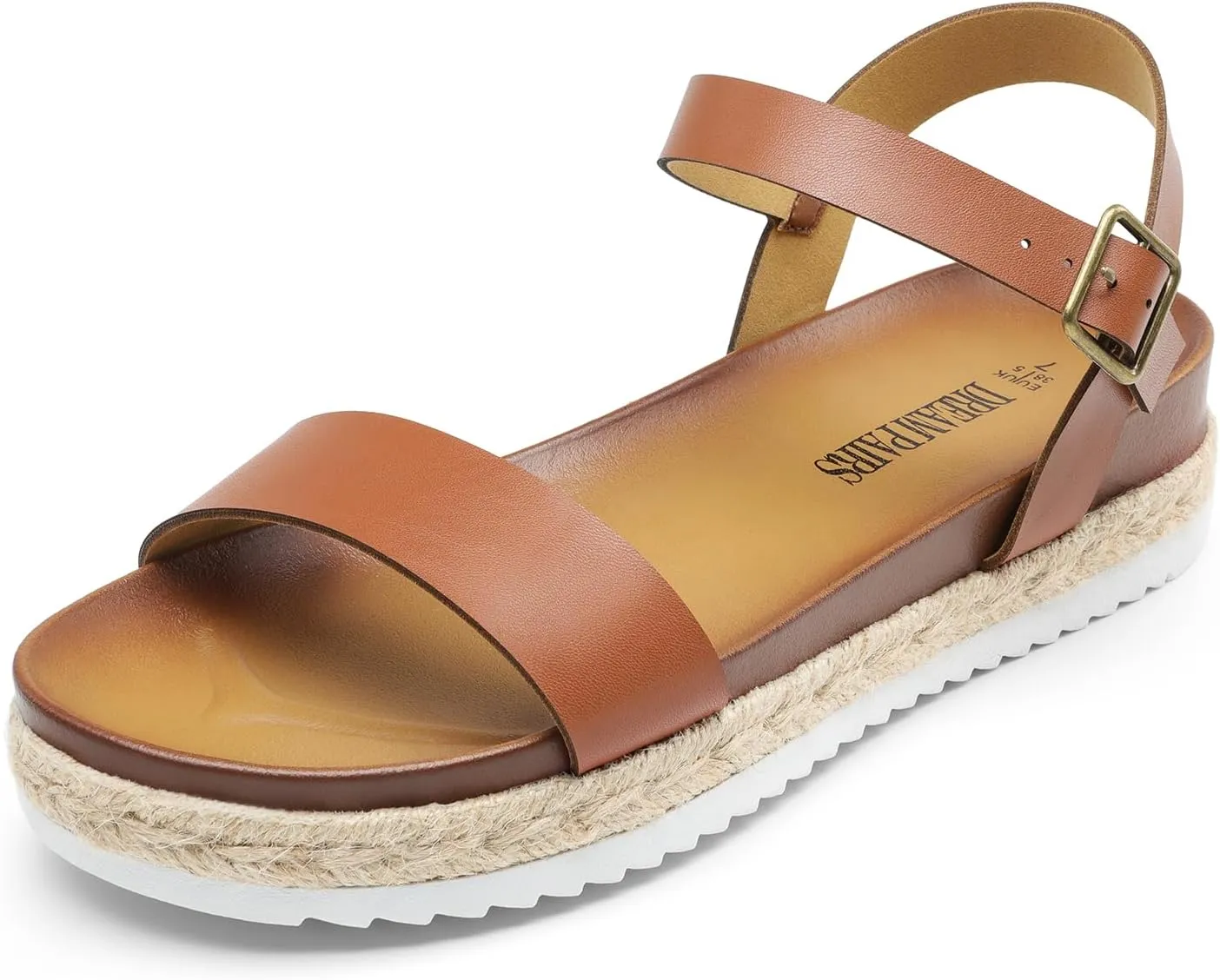 DREAM PAIRS Women’s Open Toe Ankle Strap Espadrille Casual Flatform Platform Wedge Sandals