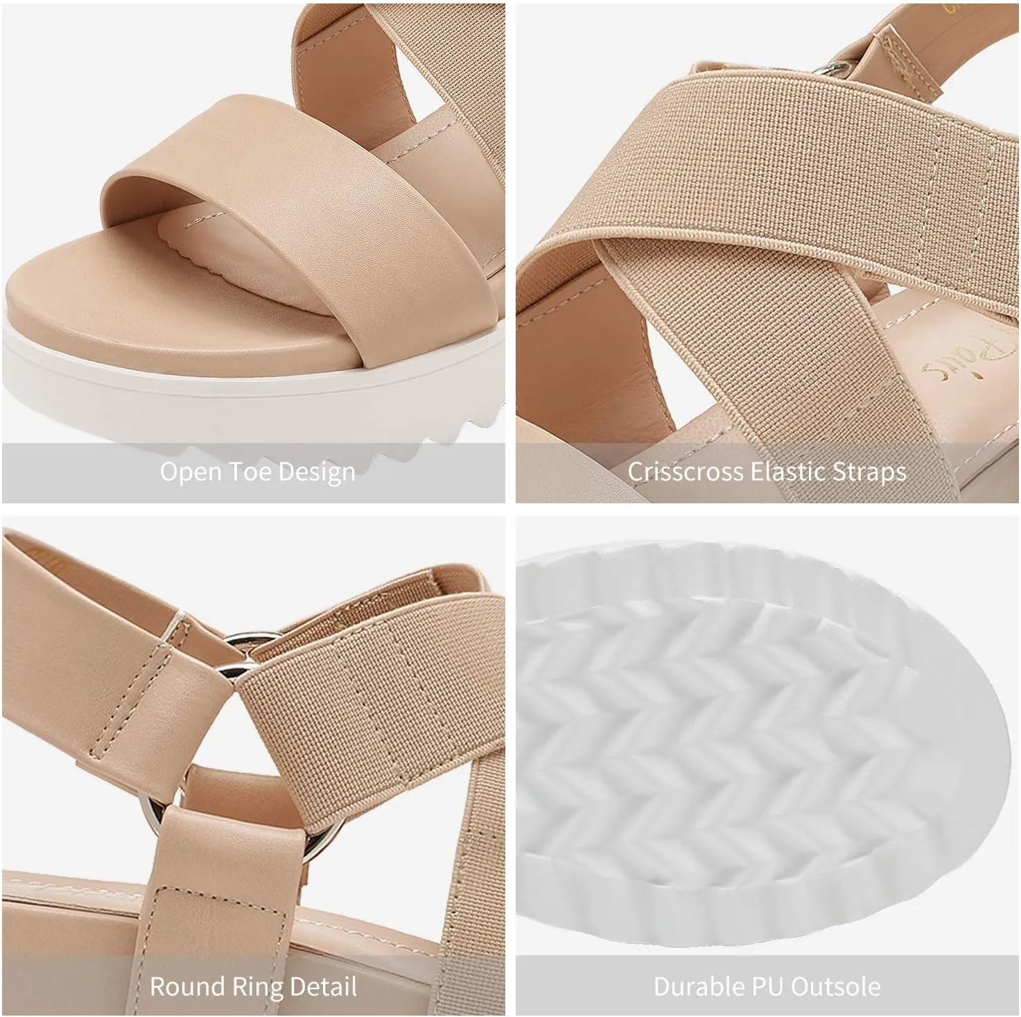DREAM PAIRS Women’s Open Toe Ankle Strap Platform Wedge Sandals