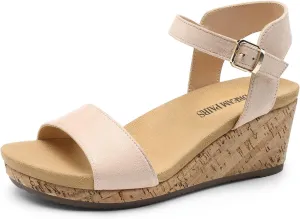 DREAM PAIRS Women's Open Toe Buckle Ankle Strap Platform Wedge Sandals