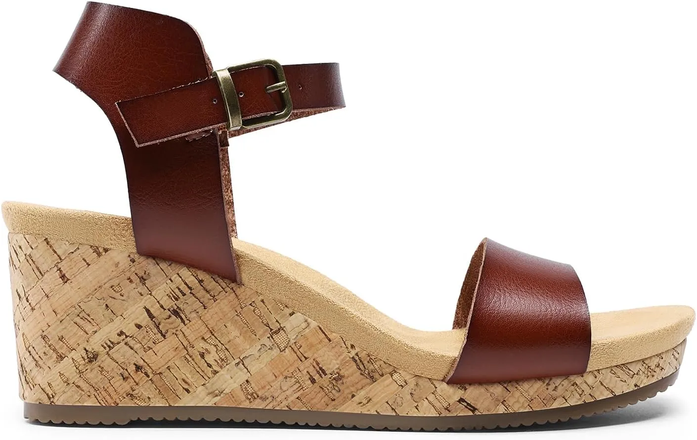 DREAM PAIRS Women's Open Toe Buckle Ankle Strap Platform Wedge Sandals