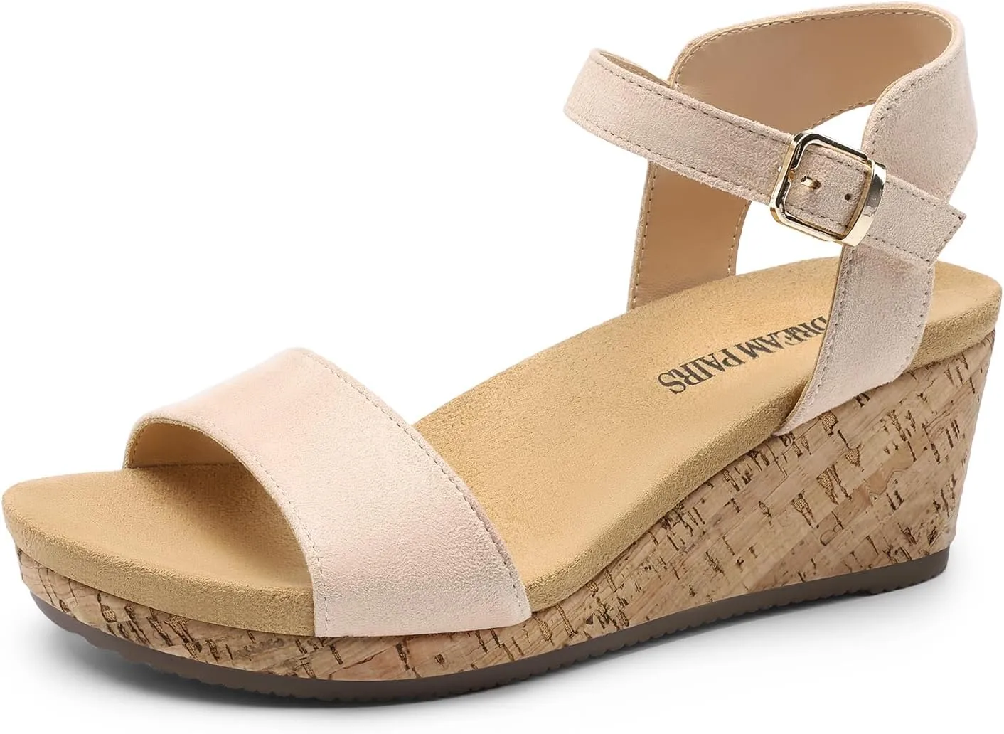 DREAM PAIRS Women's Open Toe Buckle Ankle Strap Platform Wedge Sandals