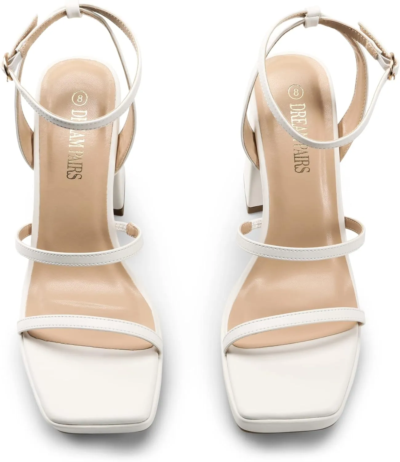 DREAM PAIRS Women's Platform Strappy Heels Open Toe Ankle Strap Square Party Sandals Y2K Dress Shoes