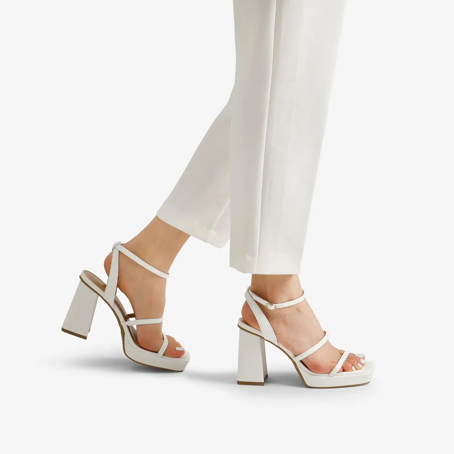DREAM PAIRS Women's Platform Strappy Heels Open Toe Ankle Strap Square Party Sandals Y2K Dress Shoes