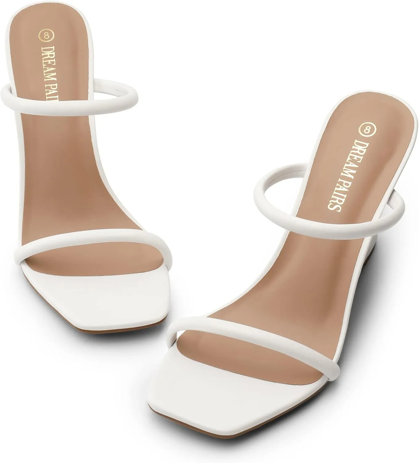 DREAM PAIRS Women's Slides Wedge Sandals Two Strap Square Open Toe Dress Shoes