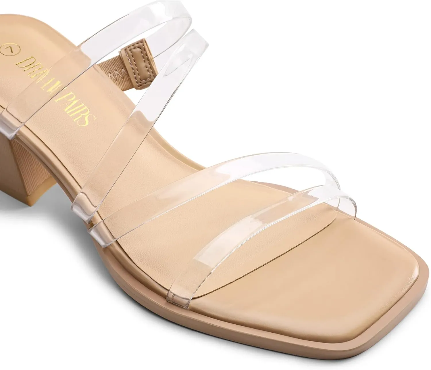 DREAM PAIRS Women's Strappy Heels Block Open Toe Low Heel Chunky Mules Sandals Dress Shoes