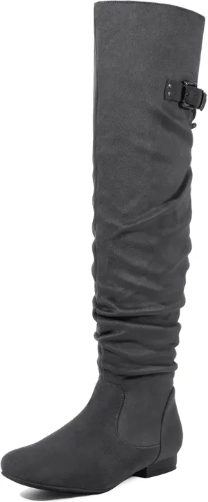 DREAM PAIRS Women's Suede Over The Knee Thigh High Winter Boots