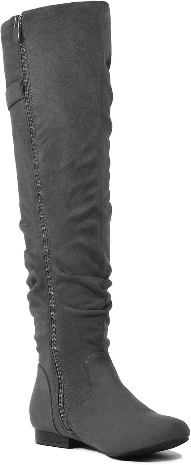 DREAM PAIRS Women's Suede Over The Knee Thigh High Winter Boots