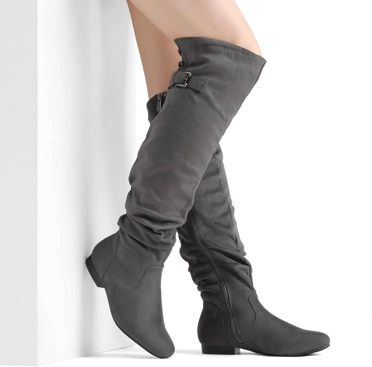 DREAM PAIRS Women's Suede Over The Knee Thigh High Winter Boots