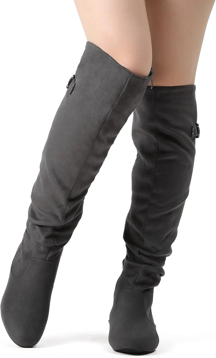 DREAM PAIRS Women's Suede Over The Knee Thigh High Winter Boots