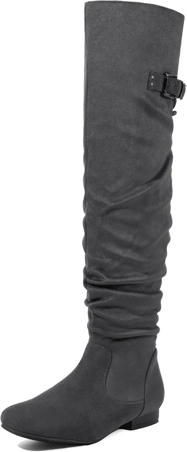 DREAM PAIRS Women's Suede Over The Knee Thigh High Winter Boots