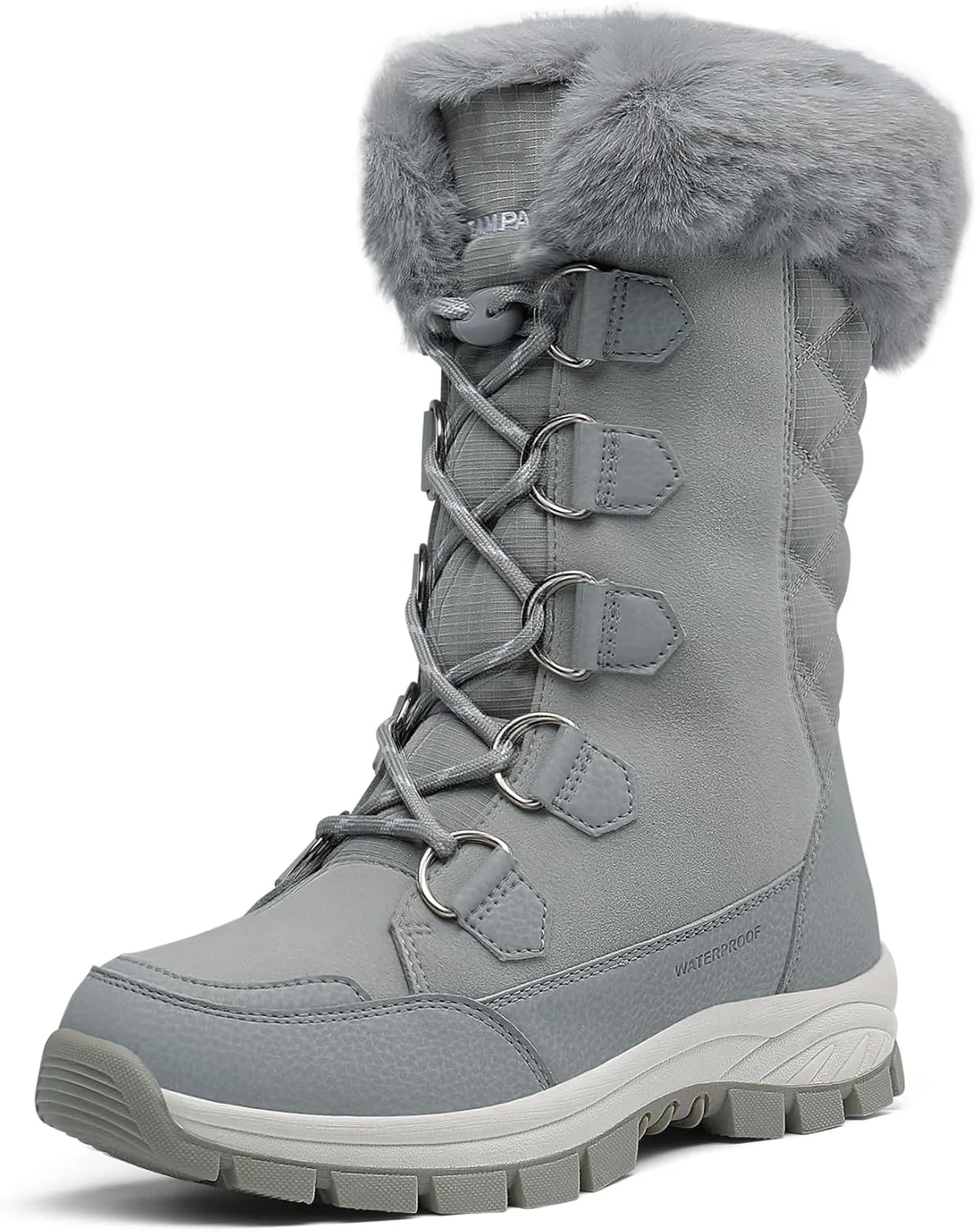 DREAM PAIRS Women's Waterproof Winter Snow Boots, Warm Comfortable Faux Fur Insulated Non-Slip Outdoor Lace-Up Florin Mid Calf Booties