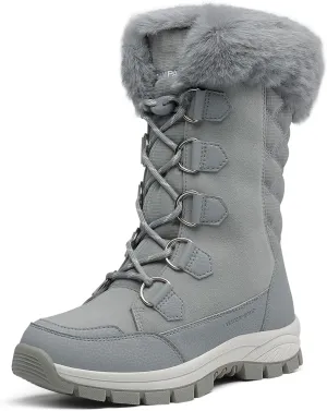 DREAM PAIRS Women's Waterproof Winter Snow Boots, Warm Comfortable Faux Fur Insulated Non-Slip Outdoor Lace-Up Florin Mid Calf Booties