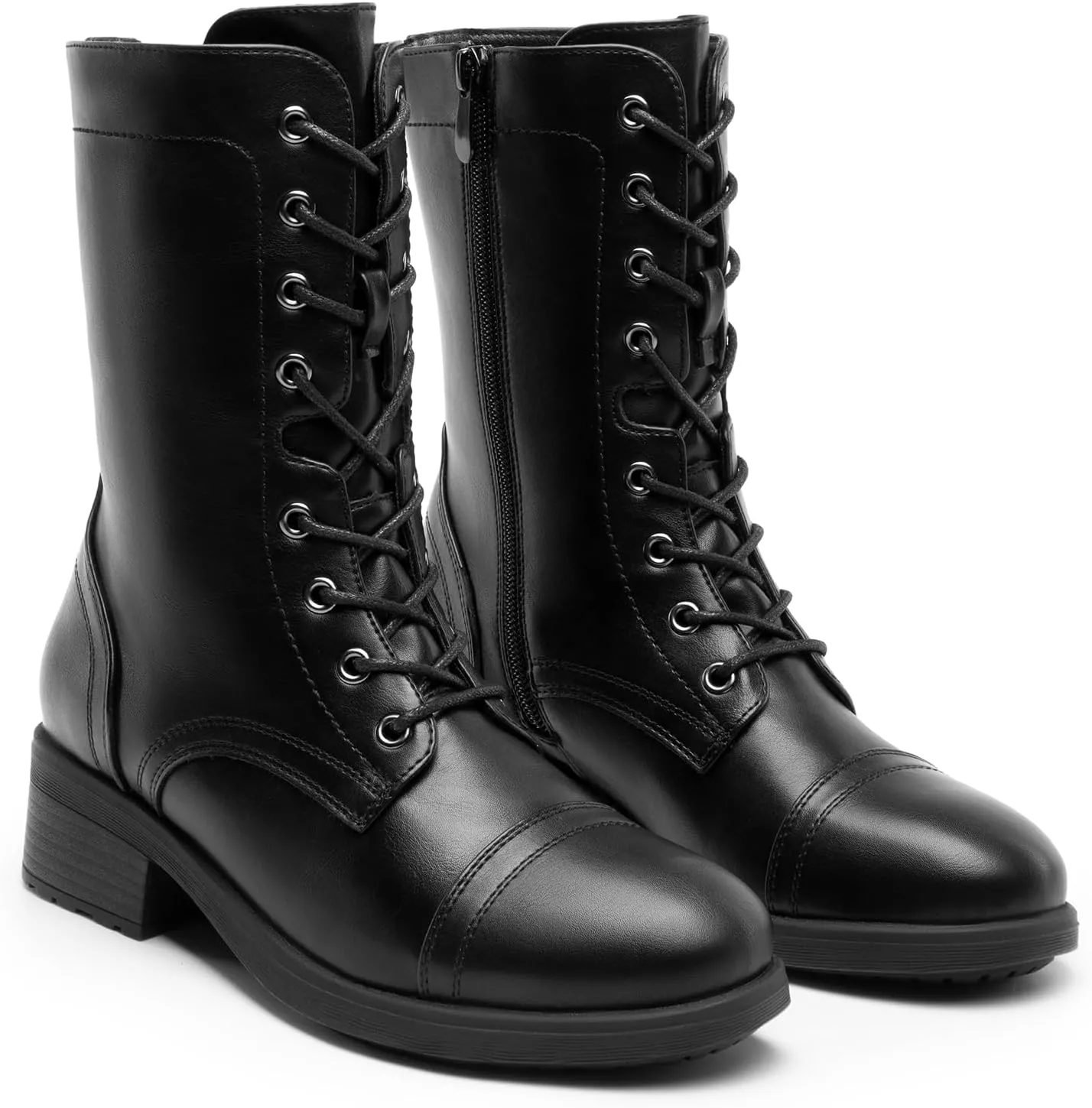 DREAM PAIRS Women's Winter Lace up Mid Calf Combat Riding Military Boots