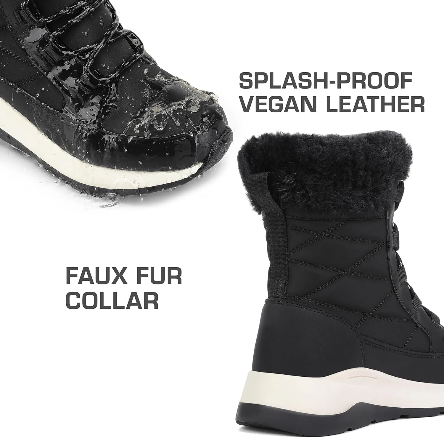 DREAM PAIRS Women's Winter Snow Boots Waterproof Lightweight Warm Faux Fur Lined Insulated Outdoor Ladies Mid-Calf Booties