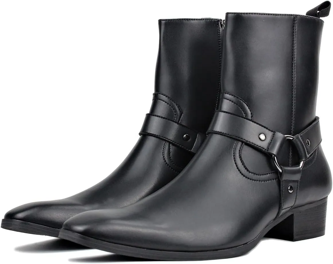 Dress Boot for Men Casual Chelsea Combat Ankle Casual Walking Motorcycle Boots Black