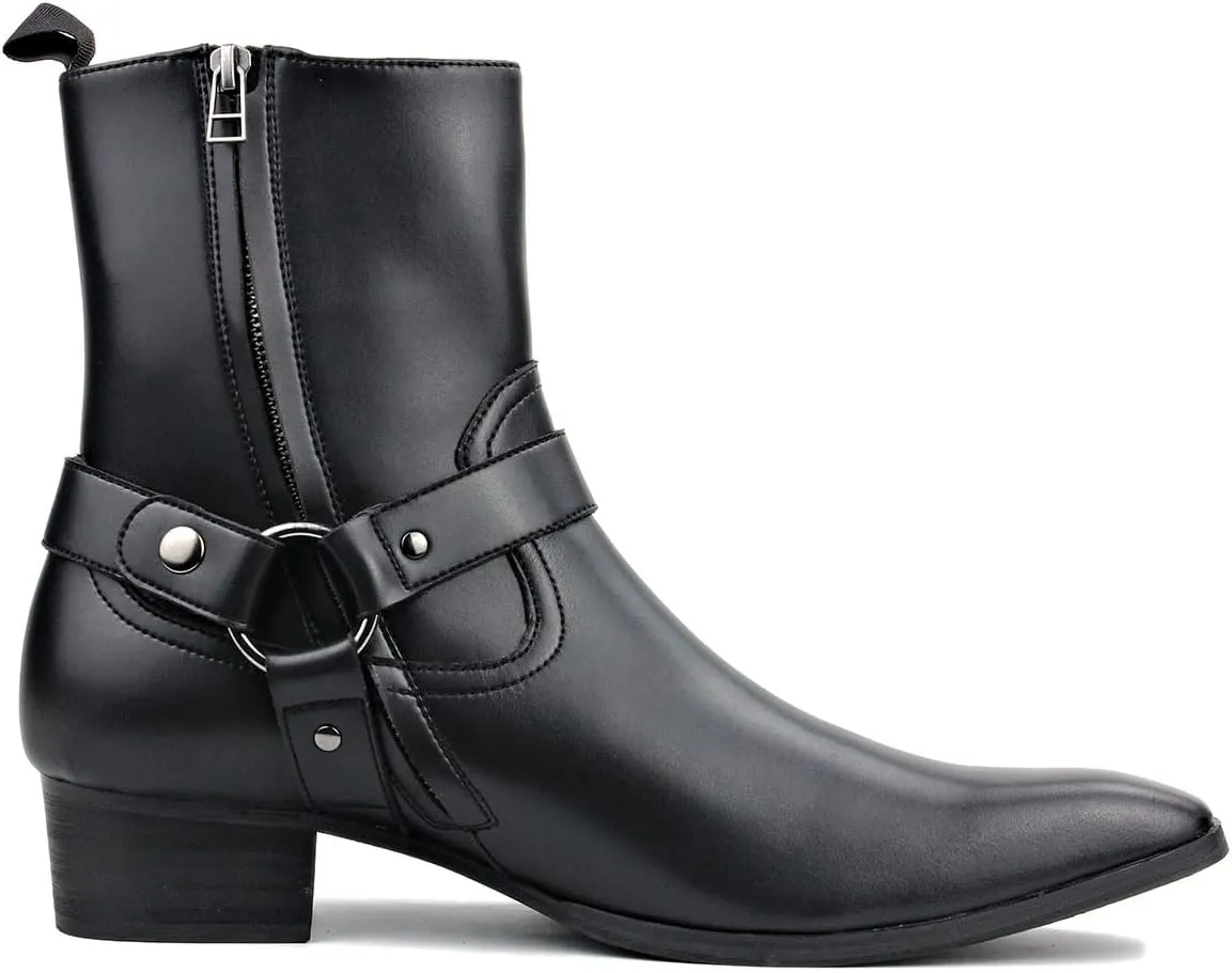 Dress Boot for Men Casual Chelsea Combat Ankle Casual Walking Motorcycle Boots Black