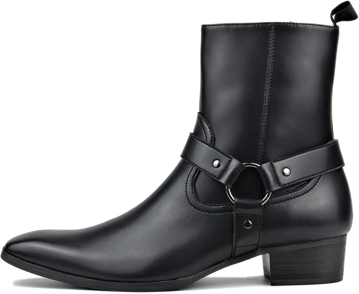 Dress Boot for Men Casual Chelsea Combat Ankle Casual Walking Motorcycle Boots Black