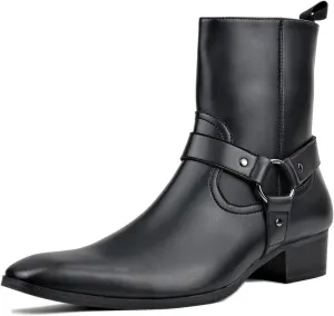 Dress Boot for Men Casual Chelsea Combat Ankle Casual Walking Motorcycle Boots Black