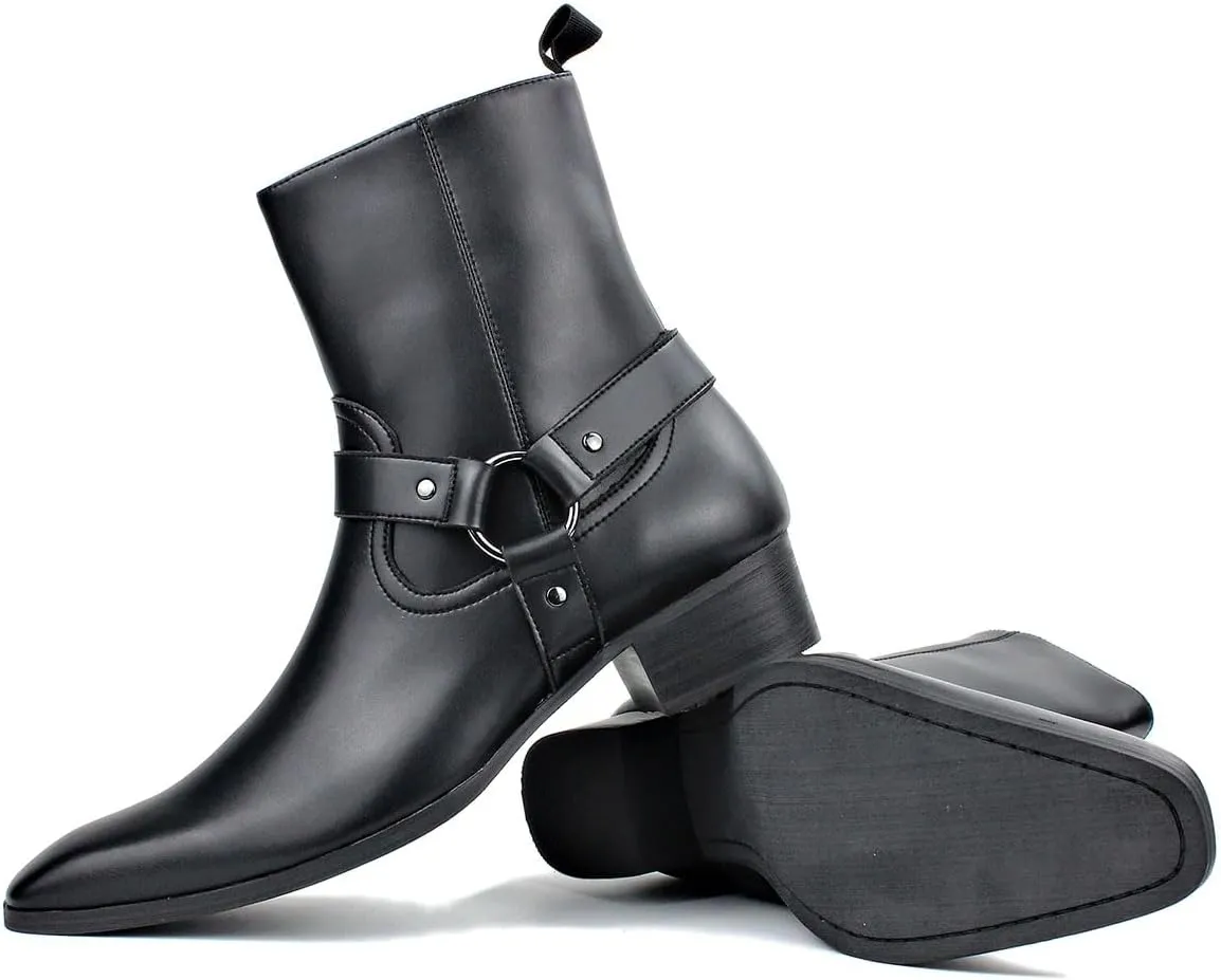 Dress Boot for Men Casual Chelsea Combat Ankle Casual Walking Motorcycle Boots Black