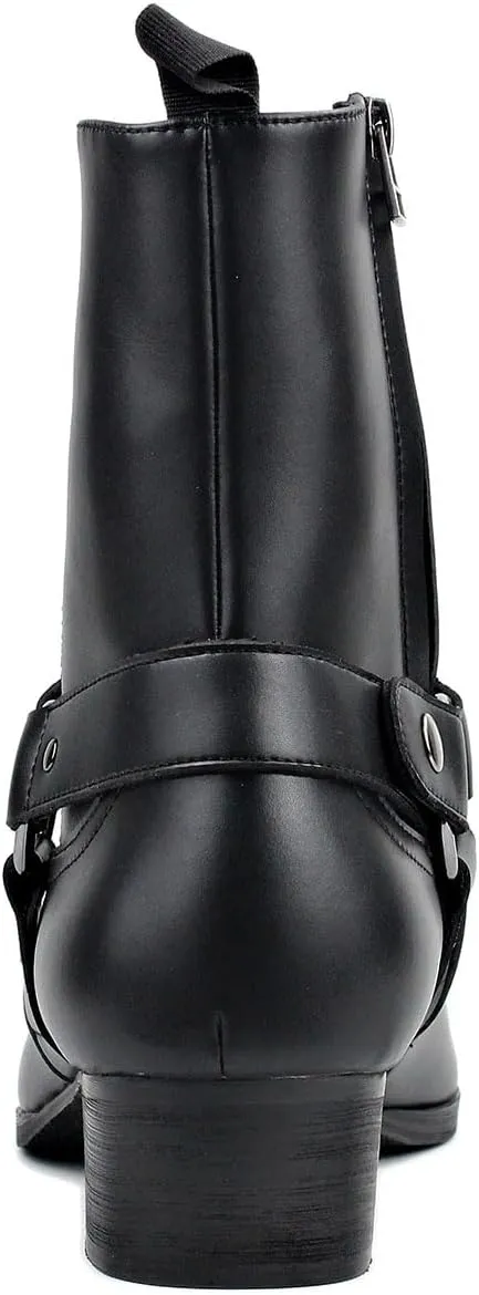 Dress Boot for Men Casual Chelsea Combat Ankle Casual Walking Motorcycle Boots Black